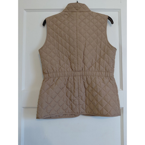 Ladies Small St. John's Bay Quilted Lightweight Puffer Vest Khaki Tan Button EUC - Picture 3 of 3